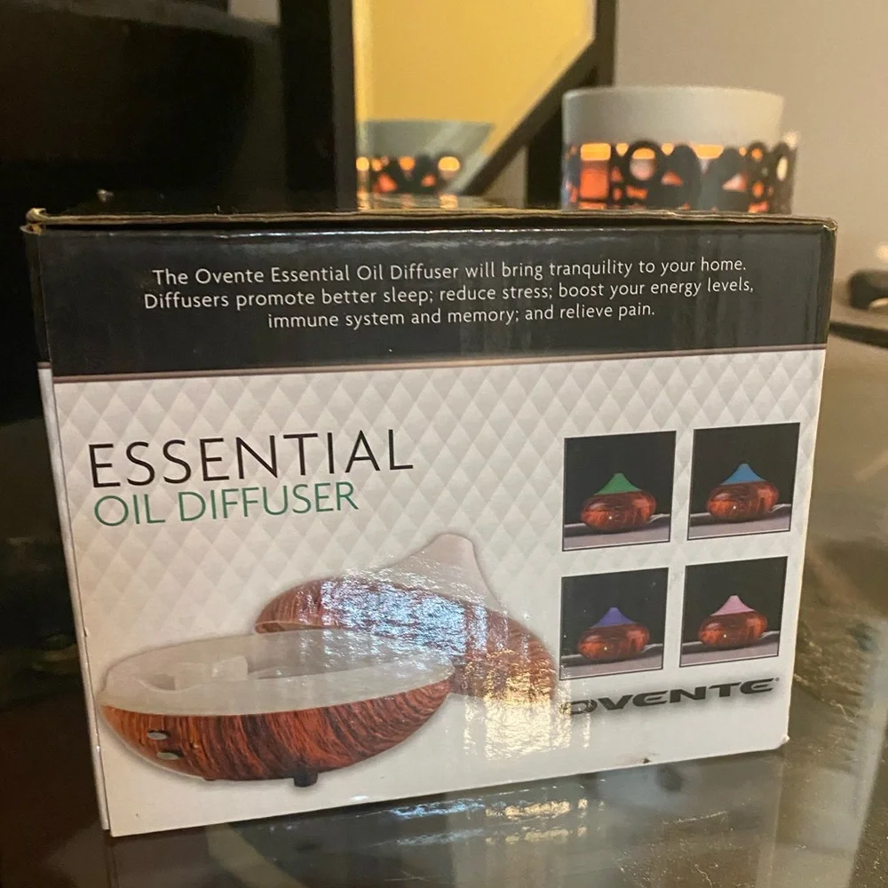 New Ovente LED Essential Oil Diffuser | Aromatherapy Humidifier | Wood Grain